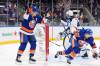 FRANK FRANKLIN II / THE ASSOCIATED PRESS
                                The Islanders&rsquo; Anders Lee (left) celebrates Saturday after Mathew Barzal scored against the Jets.