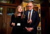 NDP MPs Laurel Collins and Peter Julian speak in the Foyer of the House of Commons before Question Period, on Parliament Hill in Ottawa on Wednesday, April 10, 2024. The New Democrats say they are supporting a Conservative motion that calls on Prime Minister Justin Trudeau to defend his carbon pricing policy in a televised 