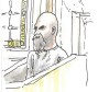 Jeremy Skibicki appears in a courtroom sketch in Winnipeg on Monday, May 6, 2024. Skibicki has admitted to killing four women but claims he's not criminally responsible because of mental illness. THE CANADIAN PRESS/James Culleton POOL