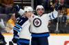 Mark Humphrey / The Associated Press
                                Winnipeg Jets&rsquo; Dylan DeMelo, right, celebrates with Vladislav Namestnikov scoring a goal against the Nashville Predators during the first period.