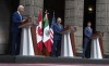 Canada has still not set a date for the North American Leaders' Summit, raising the possibility it won't take place this year. United States President Joe Biden and Prime Minister Justin Trudeau listen to Mexican President Andres Manuel Lopez Obrador speak during a joint news conference as they take their seats for a meeting at the at the North American Leaders Summit, in Mexico City, Tuesday, Jan. 10, 2023. THE CANADIAN PRESS/Adrian Wyld