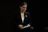 Metis National Council President Cassidy Caron steps up to the podium, Thursday, May 23, 2024 in Ottawa. Caron announced she would not seek re-election. THE CANADIAN PRESS/Adrian Wyld