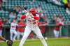 BROOK JONES / FREE PRESS The Winnipeg Goldeyes second baseman Keshawn Lynch (No. 15) is up at bat as the Goldeyes host the visiting Lincoln Saltdogs in American Association of Professional Baseball action at Blue Cross Park in Winnipeg, Man., Friday, May 31, 2024.