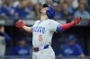 Chicago Cubs' Christopher Morel celebrates his home run off Tampa Bay Rays starting pitcher Zach Eflin during the fourth inning of a baseball game Tuesday, June 11, 2024, in St. Petersburg, Fla. (AP Photo/Chris O'Meara)