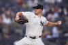 New York Yankees' Carlos Rodón pitches during the first inning of the team's baseball game against the Atlanta Braves, Friday, June 21, 2024, in New York. (AP Photo/Frank Franklin II)