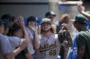 Oakland Athletics starting pitcher Joey Estes is greeted in the dugout after bering removed during the sixth inning of the team's baseball game against the Los Angeles Angels in Anaheim, Calif., Wednesday, June 26, 2024. (AP Photo/Eric Thayer)