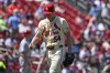 St. Louis Cardinals starting pitcher Sonny Gray walks to the dugout after being pulled in the fifth inning of a baseball game against the Cincinnati Reds, Saturday, June 29, 2024, in St. Louis. (AP Photo/Joe Puetz)