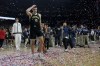 Purdue center Zach Edey (15) leaves the courier their loss against UConn in the NCAA college Final Four championship basketball game, Monday, April 8, 2024, in Glendale, Ariz. THE CANADIAN PRESS/AP-David J. Phillip