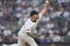 New York Yankees' Nestor Cortes pitches during the first inning of a baseball game against the Boston Red Sox, Friday, July 5, 2024, in New York. (AP Photo/Frank Franklin II)