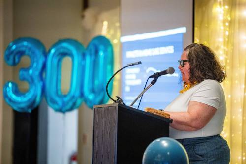 NIC ADAM / FREE PRESS
                                Winnipeg Regional Health Authority Community Area Director Luba Bereza at the uncertified health care aide, or UHCA, ceremony held at the Masonic Memorial Centre on Monday afternoon.
