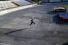 High jumper Oleh Doroshchuk works out during a training session at Zirka stadium, in Kropyvnytskyi, Ukraine, Friday, April 19, 2024. (AP Photo/Francisco Seco)