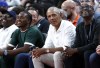 Former U.S. President Barack Obama, center, watches an exhibition basketball game between the United States and Canada, Wednesday, July 10, 2024, in Las Vegas. (AP Photo/Steve Marcus)