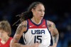 FILE - United States' Brittney Griner (15) runs up court during the women's basketball gold medal game against Japan at the 2020 Summer Olympics, Aug. 8, 2021, in Saitama, Japan. It's definitely a special time for Brittney Griner, who is back for the Olympics. She missed the 2022 World Cup when she was wrongfully detained in Russia for 10 months. She has said that she’ll only go overseas to play with USA Basketball. (AP Photo/Charlie Neibergall, File)