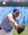 Kansas City Royals pitcher Seth Lugo throws from the mound during the first inning of a baseball game against the Cleveland Guardians in Kansas City, Mo., Sunday, June 30, 2024. (AP Photo/Colin E. Braley)