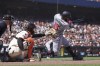 Minnesota Twins' Manuel Margot hits a double against the San Francisco Giants during the ninth inning of a baseball game in San Francisco, Sunday, July 14, 2024. (AP Photo/Kavin Mistry)
