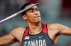 Decathlete Pierce Lepage competes in the men's decathlon javelin throw at the World Athletics Championships in Doha, Qatar, Thursday, Oct. 3, 2019. World champion decathlete LePage will not compete at the Paris Olympics due to a herniated disc sustained in April.
 THE CANADIAN PRESS/AP-David J. Phillip
