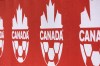 The Soccer Canada logo is displayed on the sideline at Tim Hortons Field in Hamilton, Tuesday, May 9, 2023. The Canadian Olympic Committee says a 