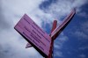 A sign stands outside Parc de la Villette ahead of the 2024 Summer Olympics, Tuesday, July 23, 2024, in Paris, France. (AP Photo/Natacha Pisarenko)