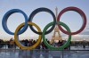 The Olympic rings are set up at Trocadero plaza that overlooks the Eiffel Tower in Paris, Thursday, Sept. 14, 2017. THE CANADIAN PRESS/AP//Michel Euler