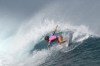 Taina Hinckel, of Brazil, surfs during the second round of the 2024 Summer Olympics surfing competition Sunday, July 28, 2024, in Teahupo'o, Tahiti. (AP Photo/Gregory Bull)