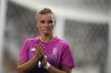 Germany's Alexandra Popp applauds as she walks off the pitch during the women's Group B soccer match against the United States at the Velodrome stadium, during the 2024 Summer Olympics, Sunday, July 28, 2024, in Marseille, France. (AP Photo/Daniel Cole)