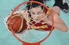 Megan Gustafson, of Spain, watches her shot fall through the basket in a games against Puerto Rico in a women's basketball game at the 2024 Summer Olympics, Wednesday, July 31, 2024, in Villeneuve-d'Ascq, France. (Sameer Al-Doumy/Pool Photo via AP)