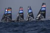 Boats start a women's skiff race, at the 2024 Summer Olympics, Friday, Aug. 2, 2024, in Marseille, France. (AP Photo/Jacquelyn Martin)