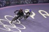 Bethany Shriever of Britain leads Alise Willoughby of the United States during a BMX racing event, at the 2024 Summer Olympics, Friday, Aug. 2, 2024, in Saint-Quentin-en-Yvelines, France. (AP Photo/Thibault Camus)