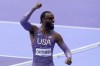 Freddie Crittenden, of the United States, reacts after his men's 110-meter hurdles semifinal at the 2024 Summer Olympics, Wednesday, Aug. 7, 2024, in Saint-Denis, France. (AP Photo/Martin Meissner)