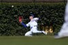 Chicago Cubs center fielder Pete Crow-Armstrong catches a fly ball by Minnesota Twins' Jose Miranda during the first inning of a baseball game in Chicago, Wednesday, Aug. 7, 2024. (AP Photo/Nam Y. Huh)