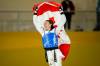 Skylar Park of Canada celebrates after winning the gold medal in the Women&rsquo;s Kyorugi 57kg semifinals during the Santiago 2023 Pan American Games on Sunday, October 22, 2023. Photo by Darren Calabrese/COC