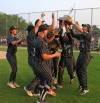 Cassidy Dankochik / The Carillon
                                The Carillon Sultans celebrate the club&rsquo;s MJBL championship triumph over the Elmwood Giants on Monday.