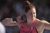 Sarah Mitton, of Canada, competes during the women's shot put qualification at the 2024 Summer Olympics, Thursday, Aug. 8, 2024, in Saint-Denis, France. THE CANADIAN PRESS/AP/Ashley Landis