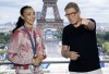 Broadcaster Scott Russell speaks with taekwondo bronze medallist Skylar Park from a television network booth at the Summer Olympics, in Paris, Friday, Aug. 9, 2024. THE CANADIAN PRESS/Adrian Wyld
