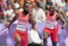 Canada's Jerome Blake cheers as teammate Brendon Rodney runs the baton in the men's 4 x 100m relay during the Paris Summer Olympics in Saint-Denis, France, Friday, Aug. 9, 2024. THE CANADIAN PRESS/Nathan Denette