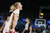 Julie Vanloo (35), of Belgium, reacts during a women's bronze medal basketball game at Bercy Arena at the 2024 Summer Olympics, Sunday, Aug. 11, 2024, in Paris, France. (AP Photo/Michael Conroy)
