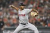 Boston Red Sox pitcher Brayan Bello throws during the first inning of a baseball game against the Baltimore Orioles, Saturday, Aug. 17, 2024, in Baltimore. (AP Photo/Terrance Williams)