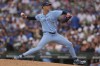 Toronto Blue Jays starting pitcher Bowden Francis throws during the first inning of a baseball game against the Chicago Cubs, Sunday, Aug. 18, 2024, in Chicago. (AP Photo/Melissa Tamez)