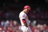 St. Louis Cardinals' Nolan Arenado celebrates after hitting an RBI single during the seventh inning of a baseball game against the Milwaukee Brewers Thursday, Aug. 22, 2024, in St. Louis. (AP Photo/Jeff Roberson)