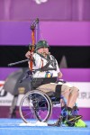Shaun Anderson of South Africa competes in the archery event on Day 6 of the Tokyo 2020 Paralympic Games at the Yumenoshima Park Archery Field, Aug, 30, 2021, in Tokyo, Japan. (Roger Sedres/Team South Africa via AP)