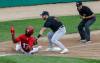 JOHN WOODS / FREE PRESS
                                Winnipeg Goldeyes&rsquo; Roby Enriquez (17) gets tagged out at third by Sioux City Explorers&rsquo; Cameron Cannon (9) as he tries to make it back after a steal attempt of home base in Winnipeg Sunday, August 18, 2024.