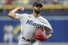 FILE - Miami Marlins starting pitcher Sandy Alcantara throws to a Tampa Bay Rays batter during the first inning of a baseball game July 26, 2023, in St. Petersburg, Fla. (AP Photo/Mike Carlson, File)