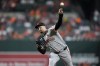 San Francisco Giants starting pitcher Blake Snell delivers during the first inning of a baseball game against the Baltimore Orioles, Tuesday, Sept. 17, 2024, in Baltimore. (AP Photo/Stephanie Scarbrough)