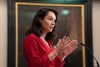 NDP foreign affairs critic Heather McPherson speaks in the foyer of the House of Commons, Monday, Sept.23, 2024 in Ottawa. THE CANADIAN PRESS/Adrian Wyld