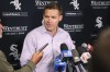 Chicago White Sox general manager Chris Getz speaks with the media prior to a baseball game against the Los Angeles Angels, Tuesday, Sept. 24, 2024, in Chicago. (AP Photo/Melissa Tamez)