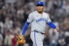 Kansas City Royals pitcher Angel Zerpa walks off the field after walking home a run against the New York Yankees during the fifth inning of Game 1 of the American League baseball division series, Saturday, Oct. 5, 2024, in New York. (AP Photo/Frank Franklin II)
