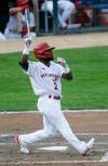 JOHN WOODS / FREE PRESS files
                                Miles Simington had a .329 regular-season batting average for the Goldeyes.