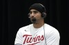 Minnesota Twins hitting coach David Popkins speaks to fans and media during the team's annual fan fest at Target Field in Minneapolis on January 28, 2023. THE CANADIAN PRESS/AP, Abbie Parr