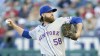 FILE - New York Mets starting pitcher Paul Blackburn throws during the first inning of a baseball game against the Los Angeles Angels, Friday, Aug. 2, 2024, in Anaheim, Calif. (AP Photo/Ryan Sun, File)