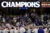 Los Angeles Dodgers celebrates their win against the New York Mets in Game 6 of a baseball NL Championship Series, Sunday, Oct. 20, 2024, in Los Angeles. The Dodgers will face the New York Yankees in the World Series. (AP Photo/Mark J. Terrill)